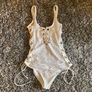 Lace white swimsuit